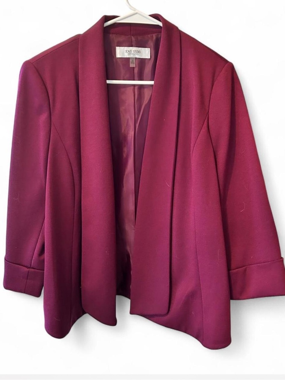 Jones Studio Women's Deep Burgundy Open-Front Shawl Tailored Blazer